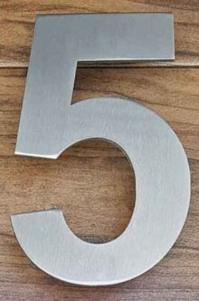 NUMERO 5 ACERO INOX. 6 GRANDE