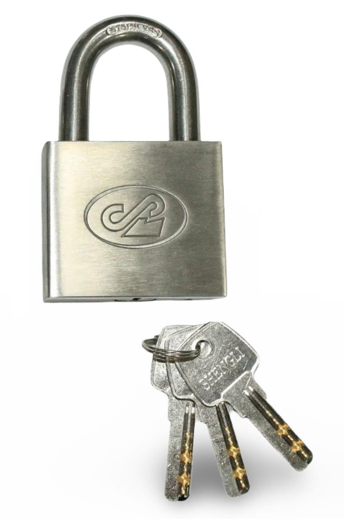 CANDADO ACERO INOXIDABLE 60MM LLAVE DE PUNTOS 304-60