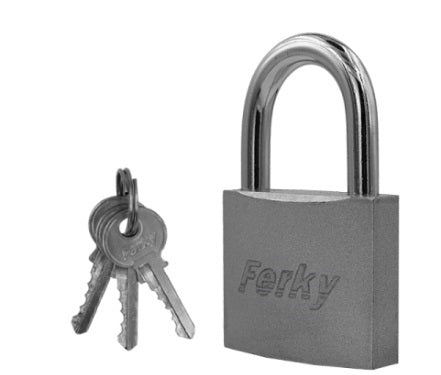CANDADO FERKY PLATA 38MM GANCHO CORTO