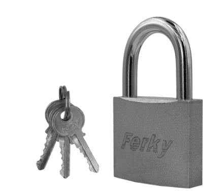CANDADO FERKY PLATA 50MM GANCHO CORTO