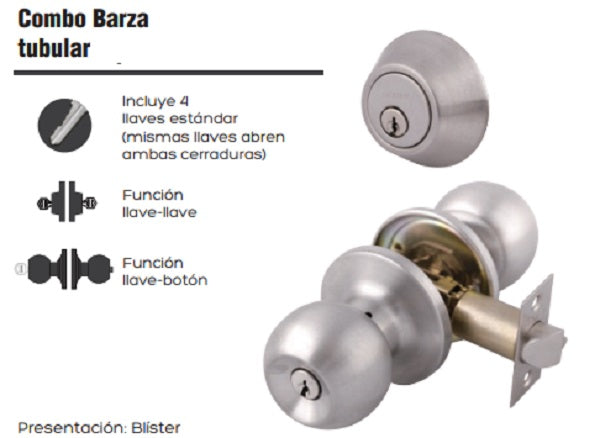 COMBO BARZA DEXTER ACERO INOXIDABLE  LLAVE LLAVE