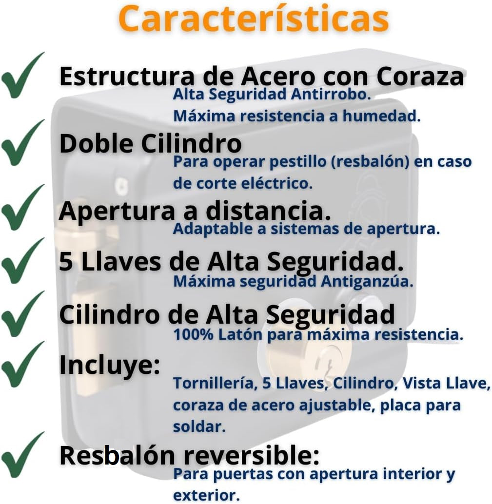 CHAPA ELECTRICA ALFA SECURITY  AF-679 IZQUIERDA CON BOTÓN
