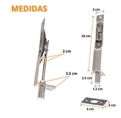 PASADOR ALFA SECURITY 8" ACERO INOXIDABLE