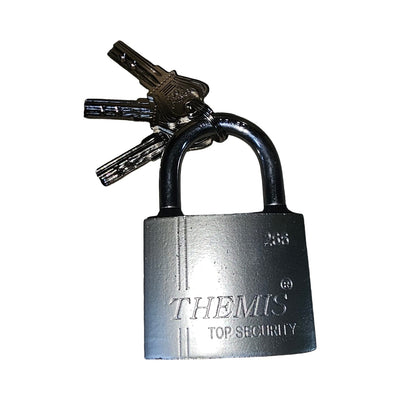 CANDADO 63MM. LLAVE PUNTOS PLATA THEMIS