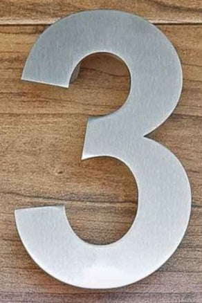 NUMERO 3 ACERO INOX. 6 GRANDE